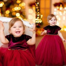 Load image into Gallery viewer, Toddler Kids Baby Girls Christmas Dress Red Ankle Length O Neck Dress XMas Party Wedding Bridesmaid D0392