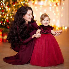 Load image into Gallery viewer, Toddler Kids Baby Girls Christmas Dress Red Ankle Length O Neck Dress XMas Party Wedding Bridesmaid D0392