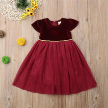 Load image into Gallery viewer, Toddler Kids Baby Girls Christmas Dress Red Ankle Length O Neck Dress XMas Party Wedding Bridesmaid D0392
