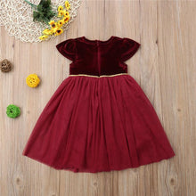 Load image into Gallery viewer, Toddler Kids Baby Girls Christmas Dress Red Ankle Length O Neck Dress XMas Party Wedding Bridesmaid D0392