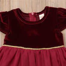 Load image into Gallery viewer, Toddler Kids Baby Girls Christmas Dress Red Ankle Length O Neck Dress XMas Party Wedding Bridesmaid D0392