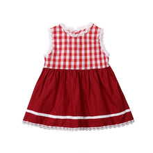 Load image into Gallery viewer, Toddler Christmas Outfit Baby Girl Princess Dress Kids Lace Sleeveless Checkered Plaid Dress Tutu Party Wedding Dress D0388