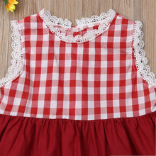 Load image into Gallery viewer, Toddler Christmas Outfit Baby Girl Princess Dress Kids Lace Sleeveless Checkered Plaid Dress Tutu Party Wedding Dress D0388