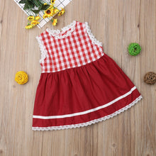 Load image into Gallery viewer, Toddler Christmas Outfit Baby Girl Princess Dress Kids Lace Sleeveless Checkered Plaid Dress Tutu Party Wedding Dress D0388