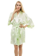 Load image into Gallery viewer, Women Silk Satin Short Night Robe Pajamas Solid Kimono Robes Fashion Bath Robe Sexy Pyjamas Bathrobe Peignoir Femme Wedding N0411 - VINLUVBRIDAL