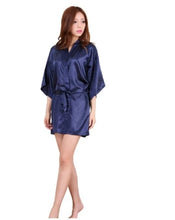 Load image into Gallery viewer, Women Silk Satin Short Night Robe Pajamas Solid Kimono Robes Fashion Bath Robe Sexy Pyjamas Bathrobe Peignoir Femme Wedding N0411 - VINLUVBRIDAL