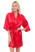 Load image into Gallery viewer, Women Silk Satin Short Night Robe Pajamas Solid Kimono Robes Fashion Bath Robe Sexy Pyjamas Bathrobe Peignoir Femme Wedding N0411 - VINLUVBRIDAL