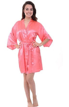 Load image into Gallery viewer, Women Silk Satin Short Night Robe Pajamas Solid Kimono Robes Fashion Bath Robe Sexy Pyjamas Bathrobe Peignoir Femme Wedding N0411 - VINLUVBRIDAL