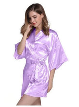 Load image into Gallery viewer, Women Silk Satin Short Night Robe Pajamas Solid Kimono Robes Fashion Bath Robe Sexy Pyjamas Bathrobe Peignoir Femme Wedding N0411 - VINLUVBRIDAL