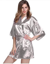Load image into Gallery viewer, Women Silk Satin Short Night Robe Pajamas Solid Kimono Robes Fashion Bath Robe Sexy Pyjamas Bathrobe Peignoir Femme Wedding N0411 - VINLUVBRIDAL