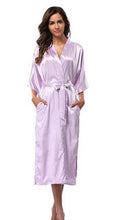 Load image into Gallery viewer, Women Silk Satin Long Wedding Bride Bridesmaid Robe Pajamas Kimono Robe Feminino Bath Robe Bathrobe N0412 - VINLUVBRIDAL