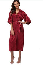 Load image into Gallery viewer, Women Silk Satin Long Wedding Bride Bridesmaid Robe Pajamas Kimono Robe Feminino Bath Robe Bathrobe N0412 - VINLUVBRIDAL