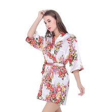 Load image into Gallery viewer, Silk Bridesmaid Bride Sexy Women Short Satin Wedding Kimono Robes Sleepwear Nightgown Dress Pajamas Bathrobe Floral N0300 - VINLUVBRIDAL