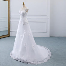 Load image into Gallery viewer, A Line Sleeveless Wedding Dresses Bridal White Long Illusion Backless Floral Lace Applique Elegant Luxury WF2618