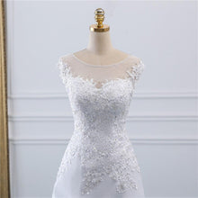 Load image into Gallery viewer, A Line Sleeveless Wedding Dresses Bridal White Long Illusion Backless Floral Lace Applique Elegant Luxury WF2618