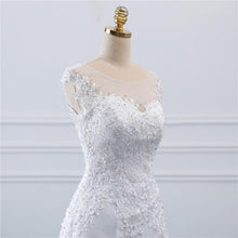 Load image into Gallery viewer, A Line Sleeveless Wedding Dresses Bridal White Long Illusion Backless Floral Lace Applique Elegant Luxury WF2618