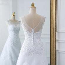 Load image into Gallery viewer, A Line Sleeveless Wedding Dresses Bridal White Long Illusion Backless Floral Lace Applique Elegant Luxury WF2618