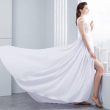 Load image into Gallery viewer, Women Lace White Chiffon Beach Wedding Dresses Bridal Vintage Appliques Cap Short Sleeve WN2604