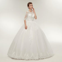 Load image into Gallery viewer, Princess Ball Gown Wedding Dresses Bridal 1/2 Sleeves Lace Luxury Customized Plus Size WF2612