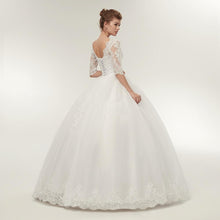 Load image into Gallery viewer, Princess Ball Gown Wedding Dresses Bridal 1/2 Sleeves Lace Luxury Customized Plus Size WF2612
