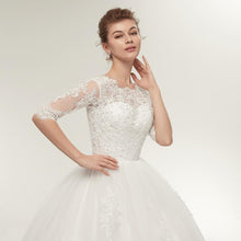 Load image into Gallery viewer, Princess Ball Gown Wedding Dresses Bridal 1/2 Sleeves Lace Luxury Customized Plus Size WF2612