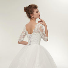 Load image into Gallery viewer, Princess Ball Gown Wedding Dresses Bridal 1/2 Sleeves Lace Luxury Customized Plus Size WF2612