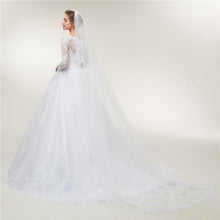 Load image into Gallery viewer, Women Wedding Dresses Bridal Gown A-Line Light Ivory Train Long Sleeves Lace Custom Made Plus Size Bridal WF2619