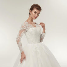 Load image into Gallery viewer, Long Sleeve Wedding Dresses Ball Gown Customized Plus Size Bridal Robe De Mariage Dress Vintage Lace Up WF2603