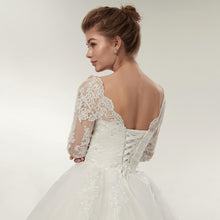 Load image into Gallery viewer, Long Sleeve Wedding Dresses Ball Gown Customized Plus Size Bridal Robe De Mariage Dress Vintage Lace Up WF2603