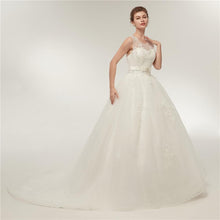Load image into Gallery viewer, Princess Wedding Dresses Bridal Vintage Lace Up Long Train White/Ivory Vestido de Novia Customized Plus Size Gowns WF2607