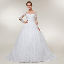 Load image into Gallery viewer, Ball Gown Wedding Dresses Bridal Tulle Mariage White Lace Long Train Vestido De Noiva Custom Made Plus Size WF2621