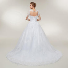 Load image into Gallery viewer, Ball Gown Wedding Dresses Bridal Tulle Mariage White Lace Long Train Vestido De Noiva Custom Made Plus Size WF2621