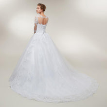 Load image into Gallery viewer, Ball Gown Wedding Dresses Bridal Tulle Mariage White Lace Long Train Vestido De Noiva Custom Made Plus Size WF2621