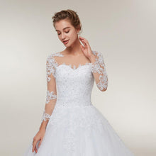 Load image into Gallery viewer, Ball Gown Wedding Dresses Bridal Tulle Mariage White Lace Long Train Vestido De Noiva Custom Made Plus Size WF2621