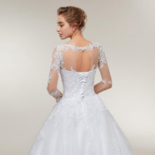 Load image into Gallery viewer, Ball Gown Wedding Dresses Bridal Tulle Mariage White Lace Long Train Vestido De Noiva Custom Made Plus Size WF2621