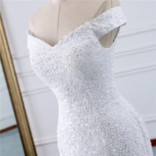 Load image into Gallery viewer, Mermaid Sleeveless Wedding Dresses Bridal White Lace Long Train Plus Size Bride WF2601