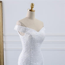 Load image into Gallery viewer, Mermaid Sleeveless Wedding Dresses Bridal White Lace Long Train Plus Size Bride WF2601