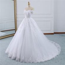 Load image into Gallery viewer, Robe Princess Wedding Dresses Bridal Long Train White Tulle Lace Gowns Plus Size Customized WF2628