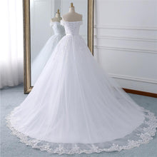 Load image into Gallery viewer, Robe Princess Wedding Dresses Bridal Long Train White Tulle Lace Gowns Plus Size Customized WF2628