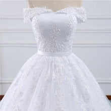 Load image into Gallery viewer, Robe Princess Wedding Dresses Bridal Long Train White Tulle Lace Gowns Plus Size Customized WF2628