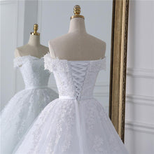 Load image into Gallery viewer, Robe Princess Wedding Dresses Bridal Long Train White Tulle Lace Gowns Plus Size Customized WF2628