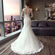 Load image into Gallery viewer, Princess Mermaid Wedding Dresses Bridal Ivory Sleeveless Arrival Vestido De Noiva Lace Customized Plus Size WF2633
