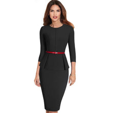 Load image into Gallery viewer, Vintage Elegant Wear to Work with Belt Peplum Bodycon Office Dress NF1473 - VINLUVBRIDAL
