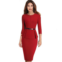 Load image into Gallery viewer, Vintage Elegant Wear to Work with Belt Peplum Bodycon Office Dress NF1473 - VINLUVBRIDAL