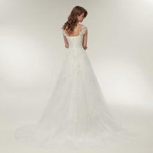 Load image into Gallery viewer, A Line Princess Wedding Dresses Ivory Bridal Luxury Long Train Bridal Gown Dress Plus Size Customized WF2629