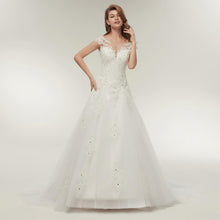 Load image into Gallery viewer, A Line Princess Wedding Dresses Ivory Bridal Luxury Long Train Bridal Gown Dress Plus Size Customized WF2629