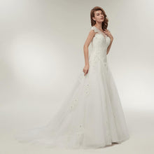 Load image into Gallery viewer, A Line Princess Wedding Dresses Ivory Bridal Luxury Long Train Bridal Gown Dress Plus Size Customized WF2629