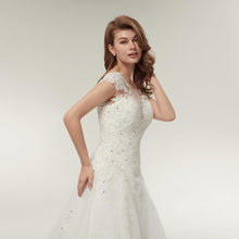 Load image into Gallery viewer, A Line Princess Wedding Dresses Ivory Bridal Luxury Long Train Bridal Gown Dress Plus Size Customized WF2629