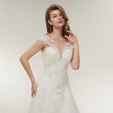 Load image into Gallery viewer, A Line Princess Wedding Dresses Ivory Bridal Luxury Long Train Bridal Gown Dress Plus Size Customized WF2629