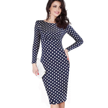 Load image into Gallery viewer, Polka Dots Elegant Round Neck Business Party Bodycon Work Office Dresses NF604 - VINLUVBRIDAL